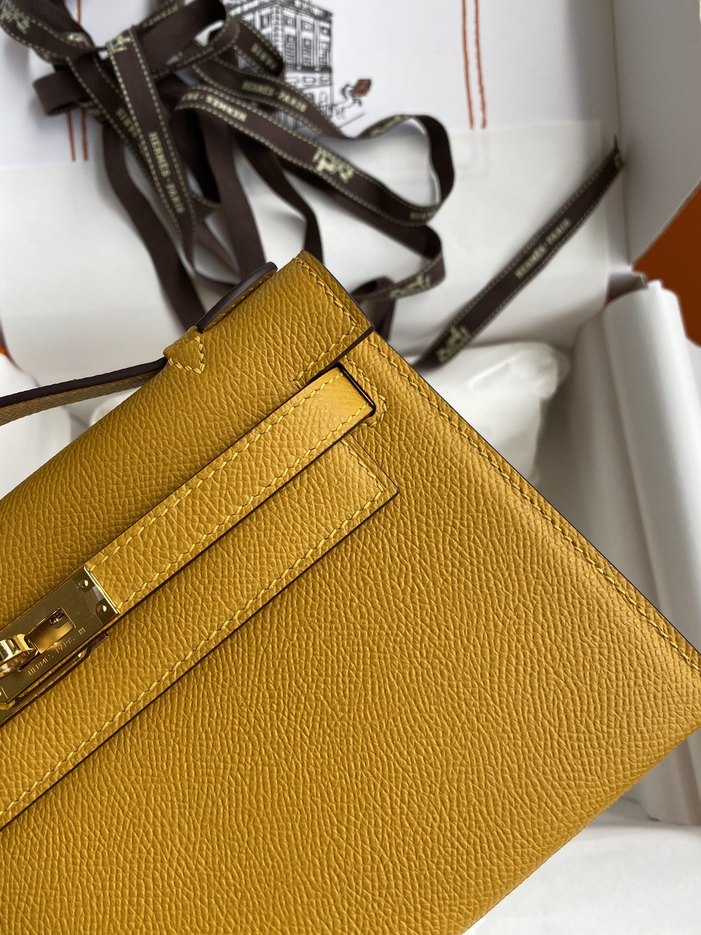 Hermes Mini Kelly Pochette 22cm Bag In Yellow Omber Epsom Leather